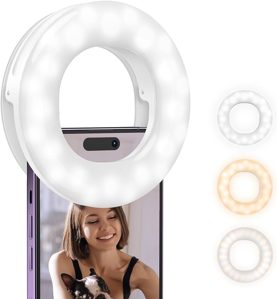 ATUMTEK Selfie Ring Light for Phone with 3 Light Temperatures, Portable Rechargeable Clip-on Ring... | Amazon (US)