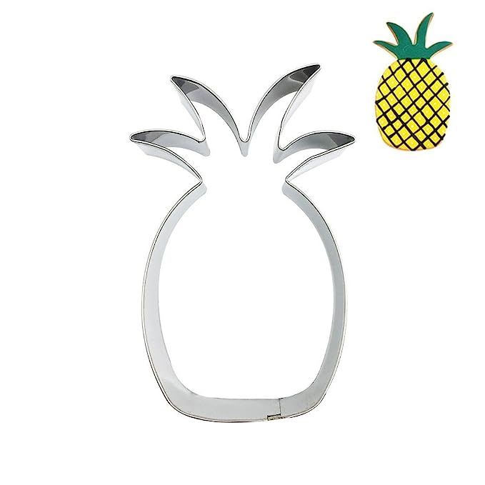 Mziart Pineapple Fruit Shape Stainless Steel Cookie Cutter Fondant Cutter Metal Cookie Molds Press | Amazon (US)