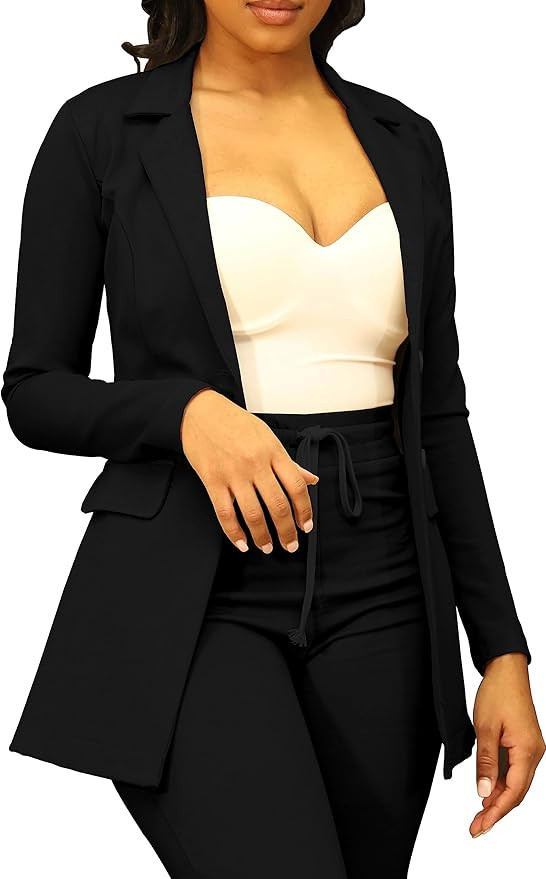 PINSV Women Casual Blazer Open Front Long Sleeve Work Business Suit Jacket Womens Lightweight Lap... | Amazon (US)