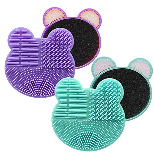 2Pack Color Removal Sponge, 2 in 1 Dry Makeup Brush Quick Cleaner Sponge - Make up Brush Cleaning Pad Mat (Purple+Mint Green) | Amazon (US)