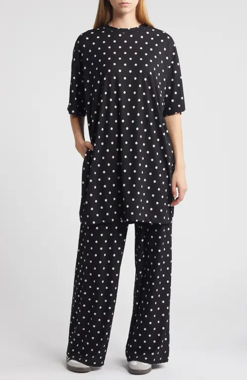 Dressed in Lala Leveled Up Plissé Tunic & Wide Leg Pants in Polka Dot at Nordstrom, Size Small | Nordstrom