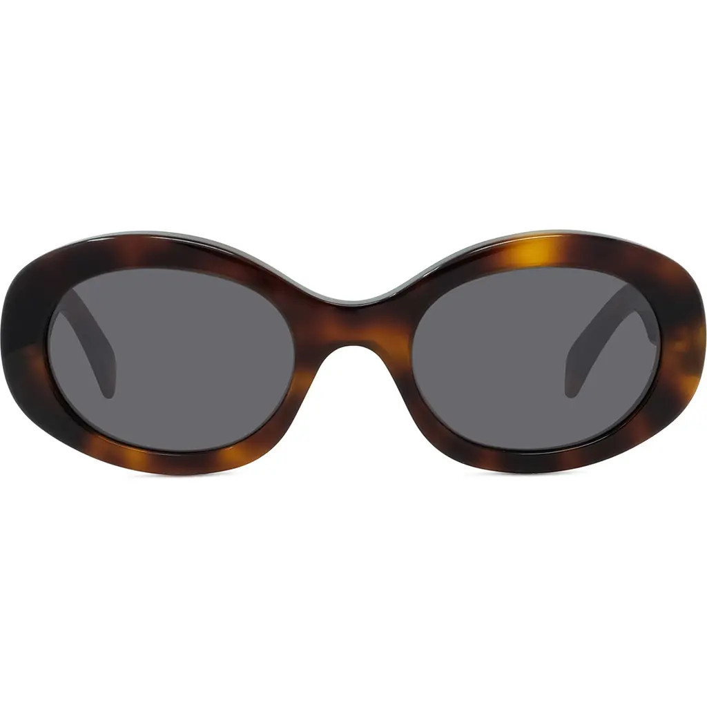CELINE Triomphe 52mm Oval Sunglasses in Shiny Classic Havana/Smoke at Nordstrom | Nordstrom