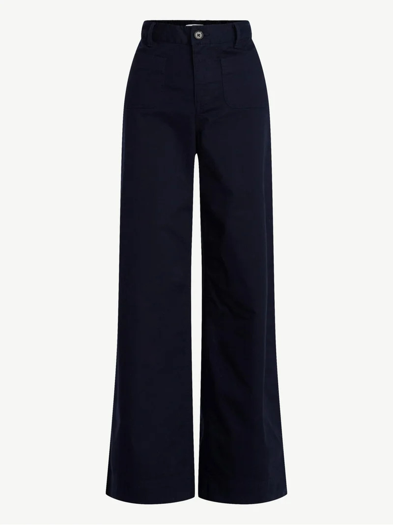 Free Assembly Women's and Women's Plus Patch Pocket Wide Leg Pants, 30”, 32” and 34” Inseam... | Walmart (US)