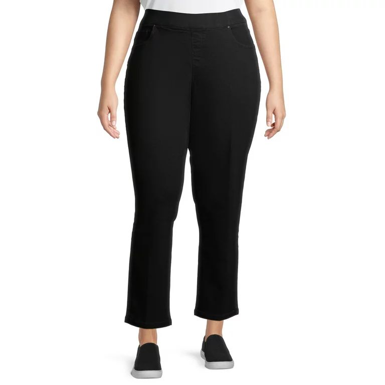 Terra & Sky Women's Plus Size Denim Pull on Straight Leg Jean | Walmart (US)