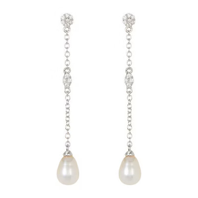 Adornia Rhodium Plated Freshwater Pearl Drop Earrings | Target