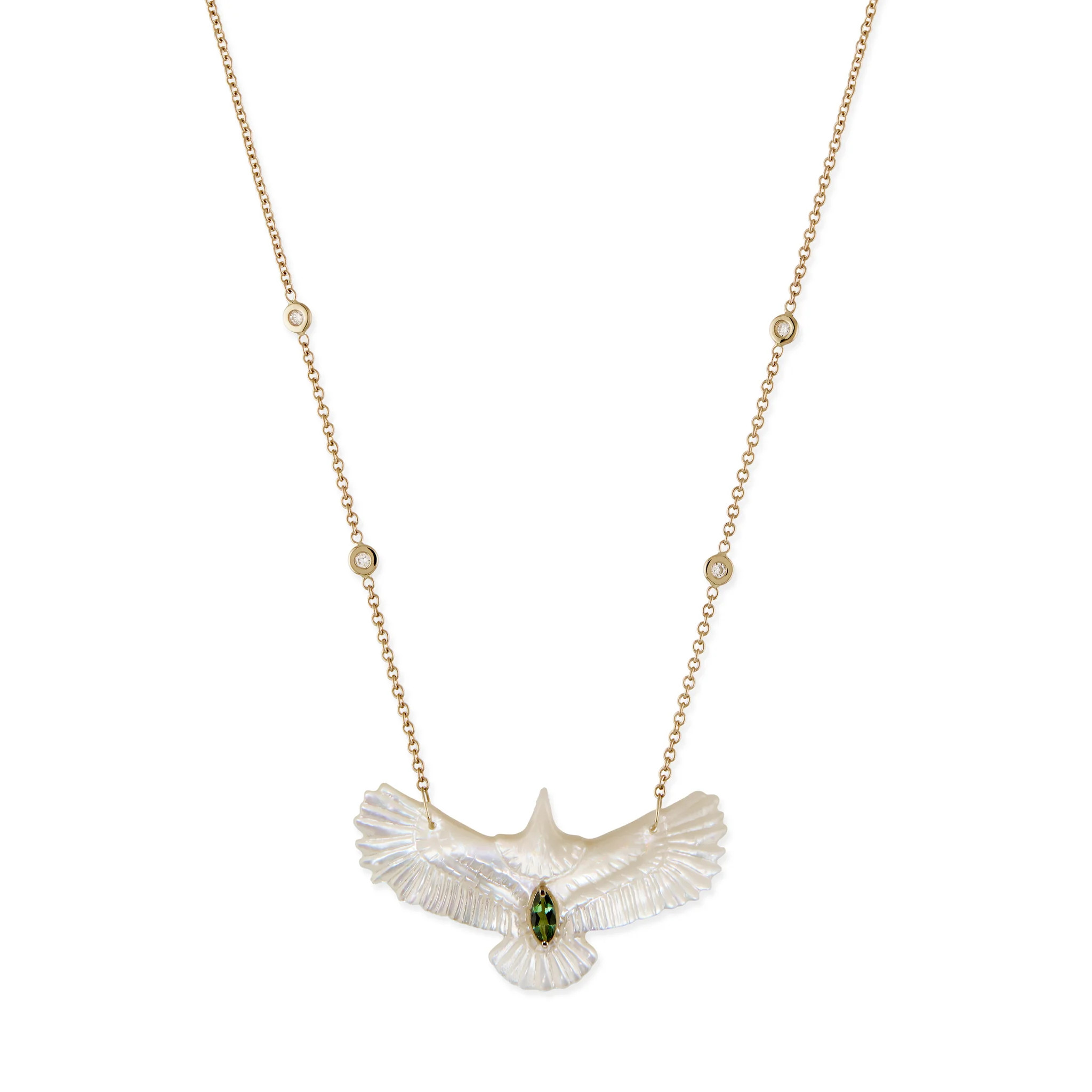Gemstone Marquise Pearl Thunderbird Diamond Necklace | Shop.app
