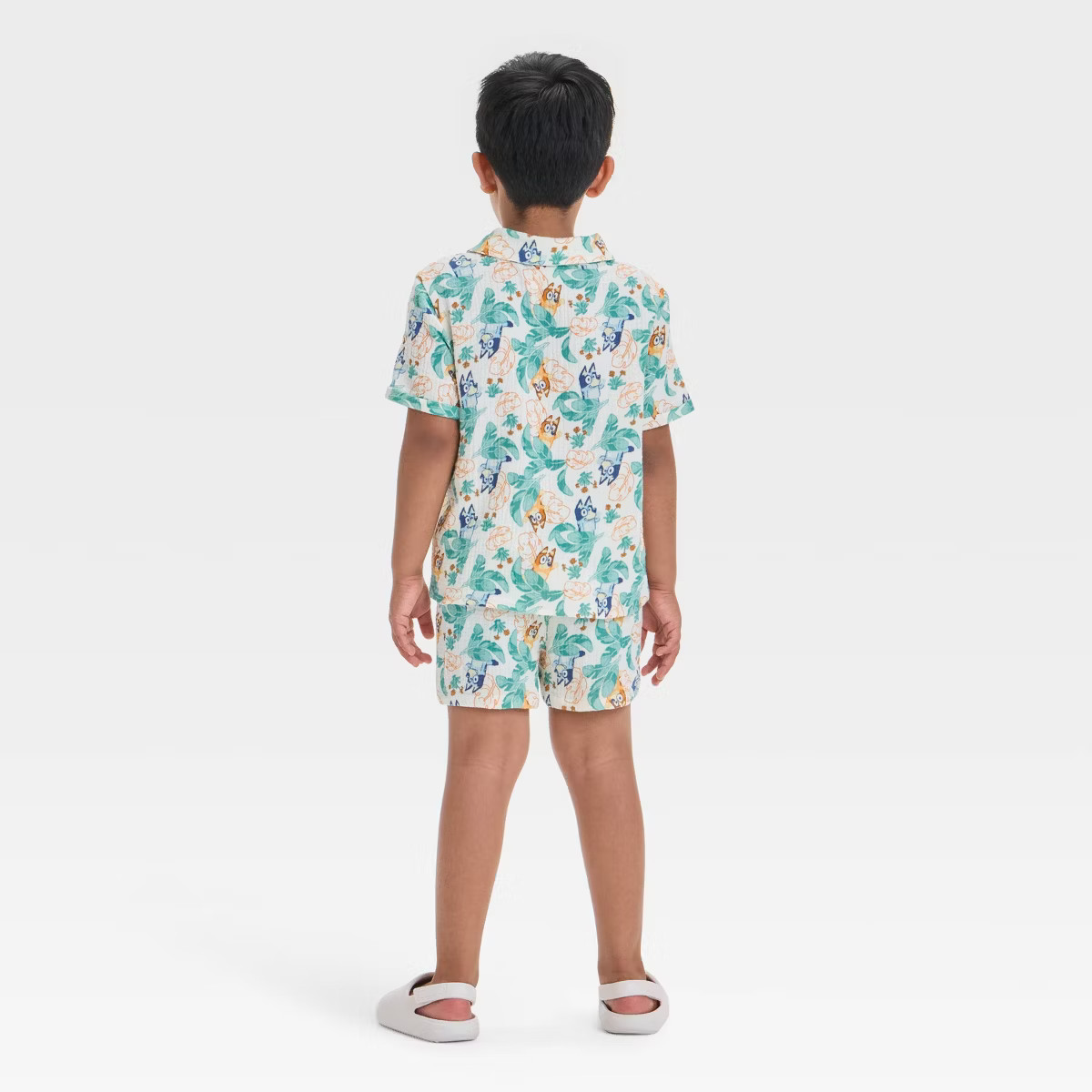 Toddler Boys' 2pc Bluey Woven Gauze Button-Up Top & Shorts Set - Ivory | Target