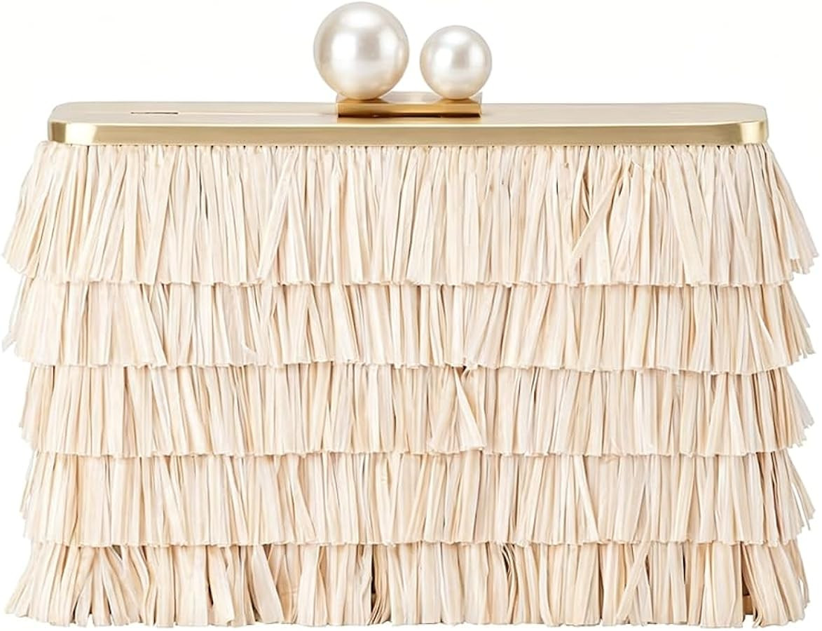 Straw Tassel Clutch Purse Vintage Straw Evening Bag Unique Boho Style Crossbody Handbag for Party... | Amazon (US)