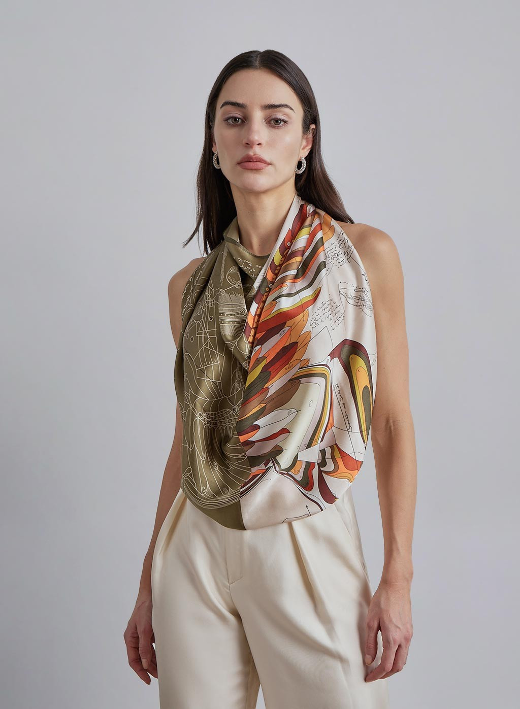 Geometry Print Silk Shawl | Silk Maison