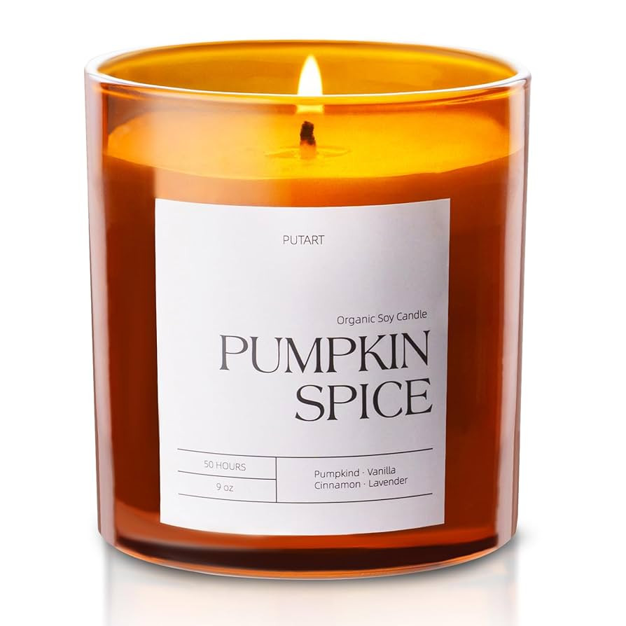 Pumpkin Spice Candles for Home Scented, Luxury & Strong Fragranced Pumpkin Soy Wax Aromatherapy C... | Amazon (US)