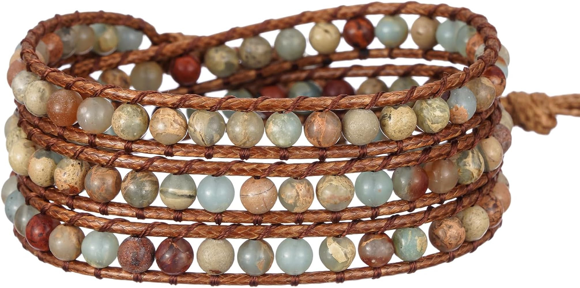 Plumiss Women Boho Handmade Natural Stone Crystal Leather Bead Wrap Bracelets Collection | Amazon (US)