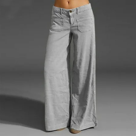 POTETI Gray Women's Cargo Pants Long High Waisted Wide Leg Button Hippie Punk Athletic Women's Plus Size Pants with Pockets | Walmart (US)