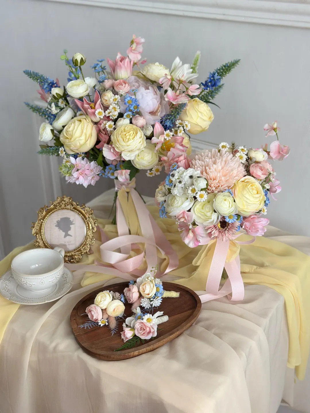 Summer Bridal Bouquet, High Quality Faux Flower Bouquet, Pastel Bouquet for Bridesmaid, Boho Wedd... | Etsy (US)