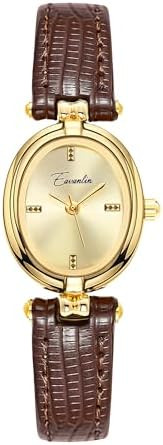 Womens Fashion Small Gold Oval Quartz Watches Vintage Leather Band Waterproof Luxury Casual Ladie... | Amazon (US)