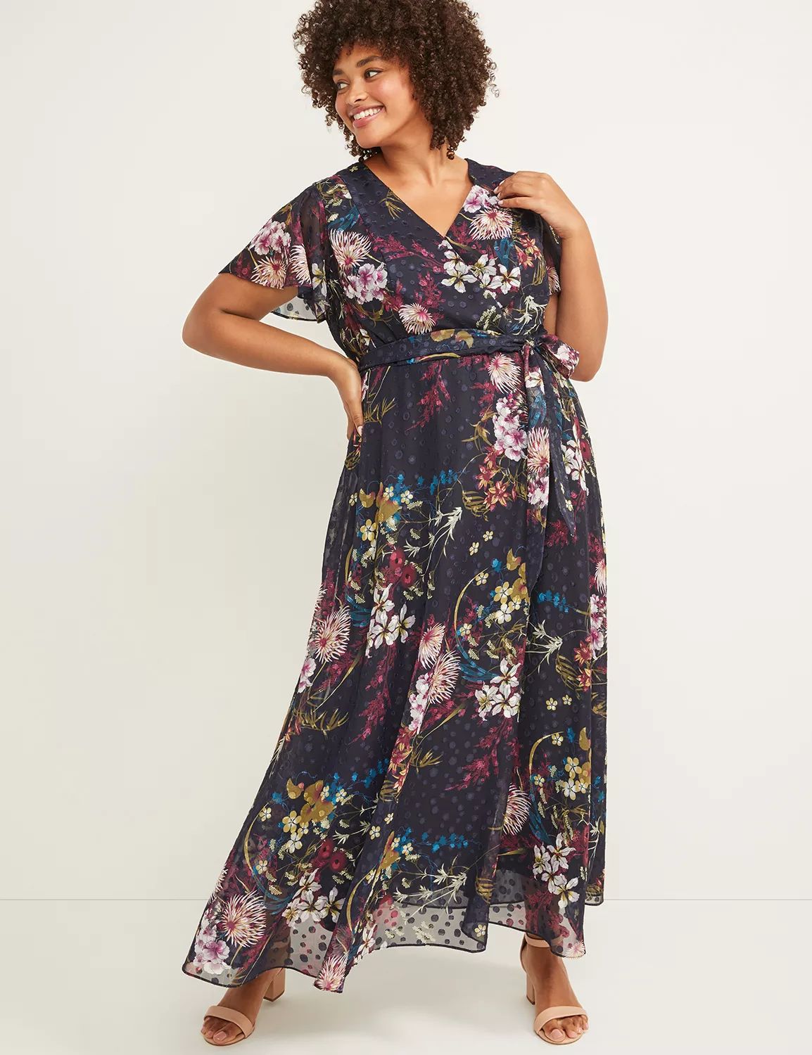 Lane Bryant Women's Floral Clip Dot Maxi Dress 12 Purple Floral | Lane Bryant (US)