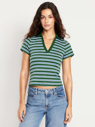 Short-Sleeve Cropped Polo | Old Navy (US)