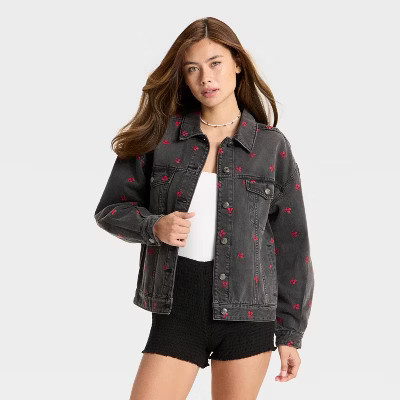 Women's Denim Oversized Trucker Jacket - Wild Fable™ Black Wash | Target