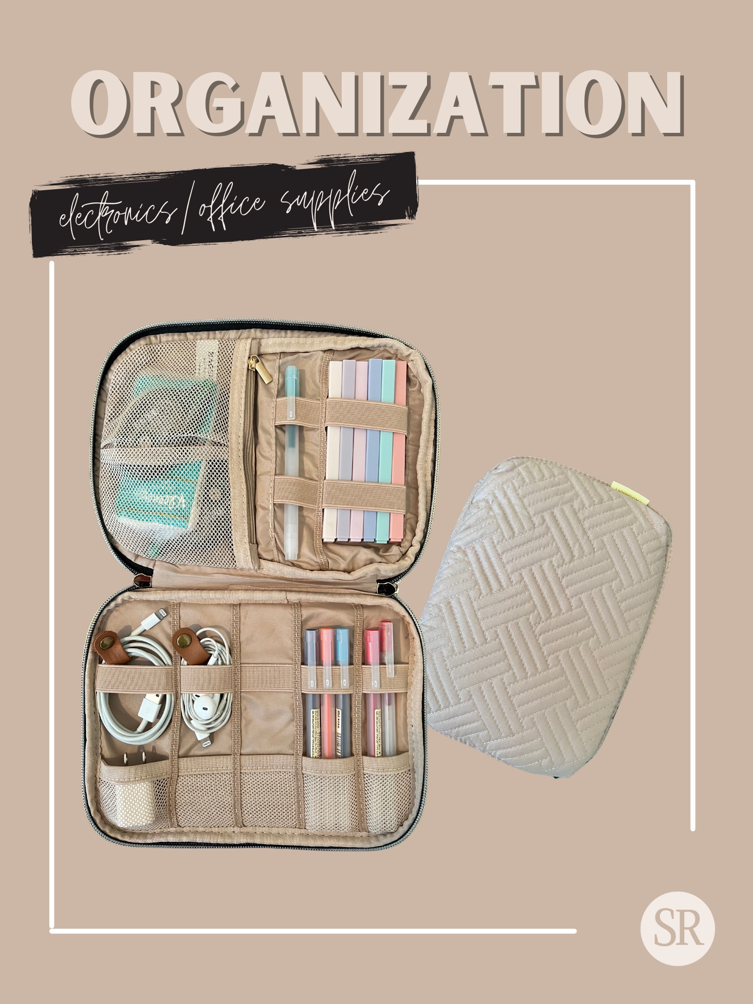 How happy this small pouch makes me is pretty funny. A little organization goes a long way! This will come in handy for my work travel, plus WFH/in office days. It photographed a bit lighter but is closer to a nude pink - comes in other colors | Organization, work organization, office supplies, minimal, muji pens, aesthetic, office organization 