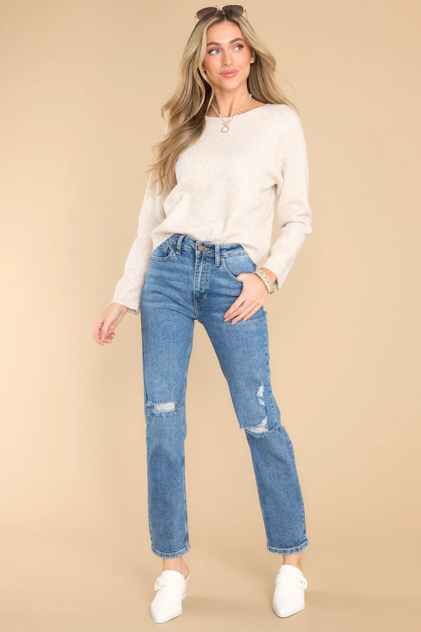 Everyday Pullover Light Oatmeal Heather Sweater | Red Dress 