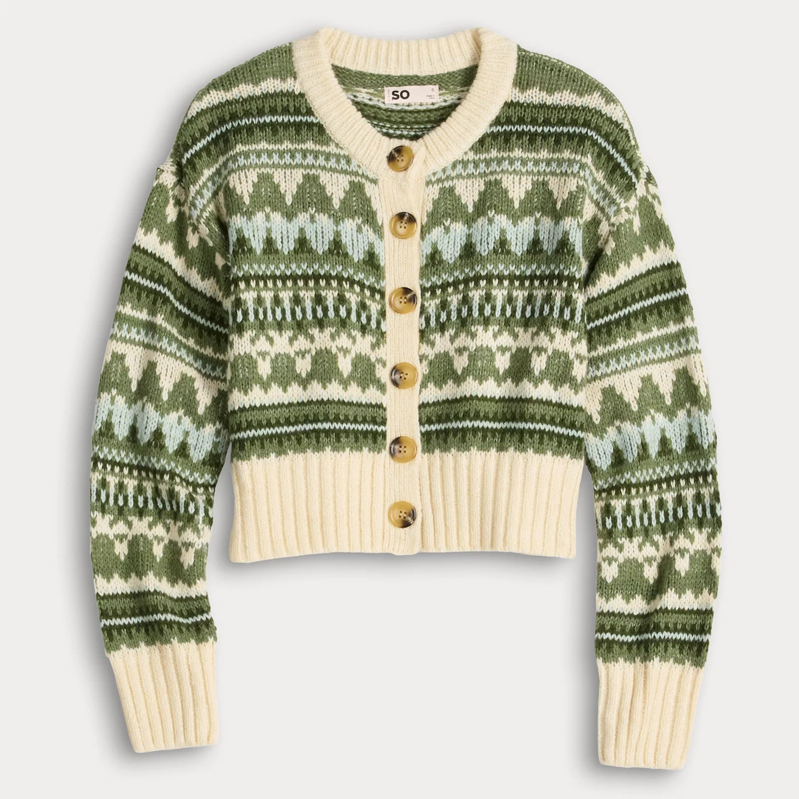 Juniors' SO® Crewneck Cardigan, Girl's, Size: XS, Ivory | Kohl's