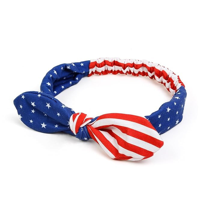 Huachi American Flag Headbands with Patriotic USA Bows for Women - 4th of July Wide Red, White an... | Amazon (US)