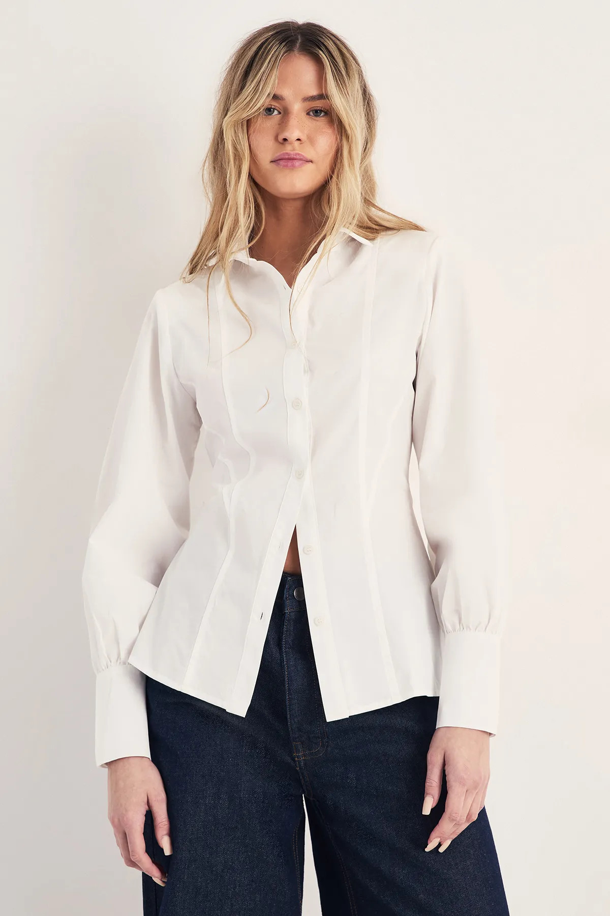 Shirts | Cotton Seam Detail Shoulder Pad Shirt | NastyGal | Nasty Gal US
