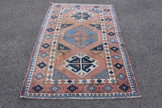 Vintage Oushak Rug Turkish Rug 4.2 x 6.6 ft Vintage Handknotted Rug Free Shipping Nomadic Rug Vintag | Etsy (US)