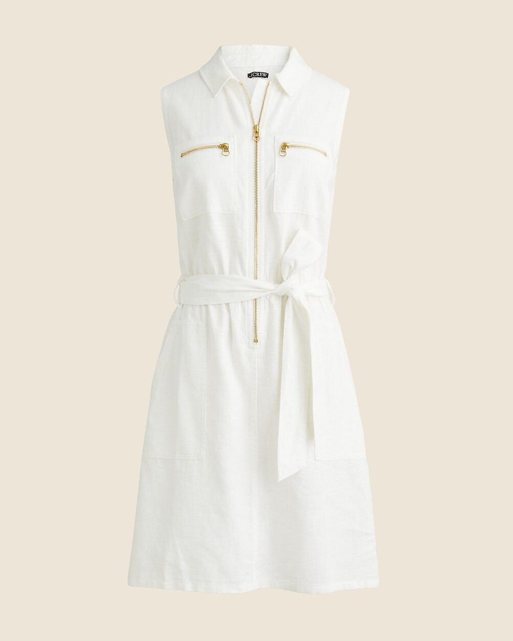 Zip-front linen-blend dress | J. Crew US