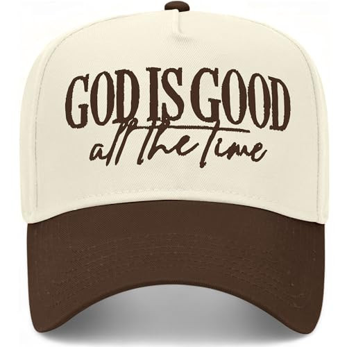 God is Good All The Time Script Vintage Trucker Hat | Premium Snapback Baseball Hat for Men & Women (US, Alpha, One Size, Brown/Natural) | Amazon (US)