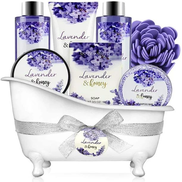 Bath Gift Sets for Women, 8 Pcs Lavender and Honey Scent Body Spa Baskets, Beauty Holiday Mother'... | Walmart (US)