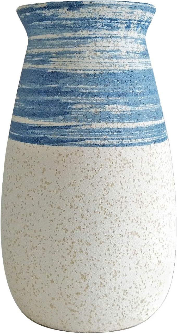 Senliart Clay Vase, Blue and White Artificial Flower Vase, Small Decorative Ceramic Vases 7 x 4 | Amazon (US)