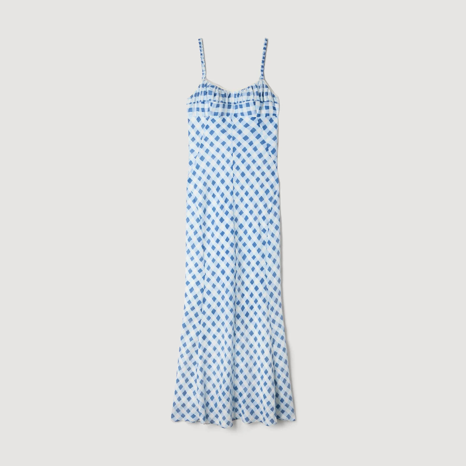 Gingham linen maxi dress | Sandro US | Sandro-Paris US