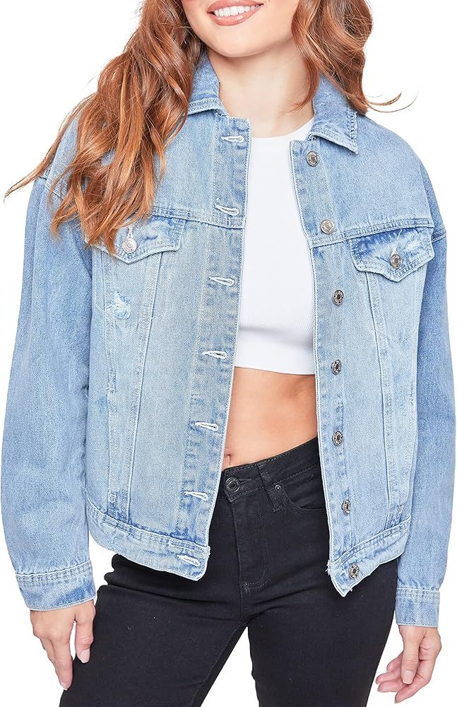 YMI Women's Junior Oversized Boyfreind Denim Jacket | Amazon (US)