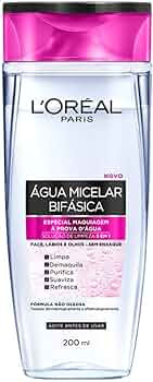 Água Micelar Bifásica L'Oréal Paris Solução de Limpeza 5 em 1, 200ml | Amazon (BR)