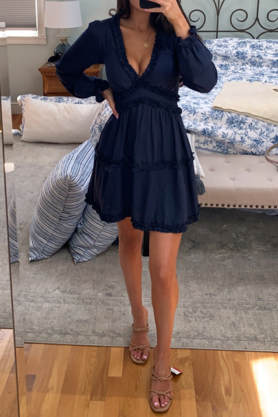 Ruffle long sleeve deep v neck mini dress at Walmart! 

#LTKunder50 #LTKSeasonal #LTKwedding