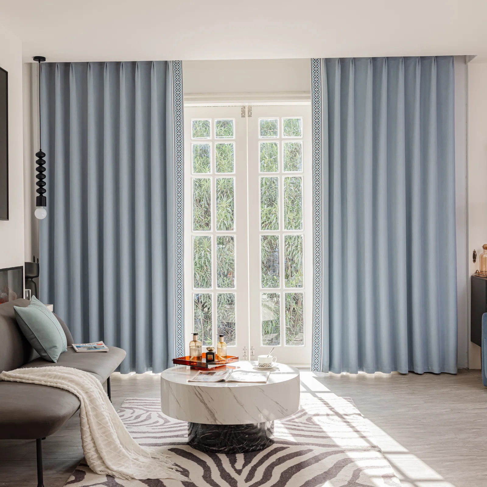 Celia Room Darkening Curtain Pair (Set of 2) - French blue | Wayfair North America