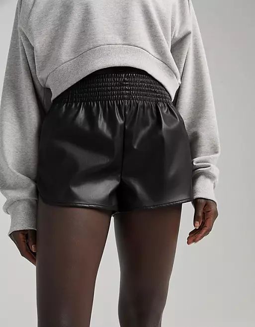 Bershka faux leather shorts in black | ASOS (Global)