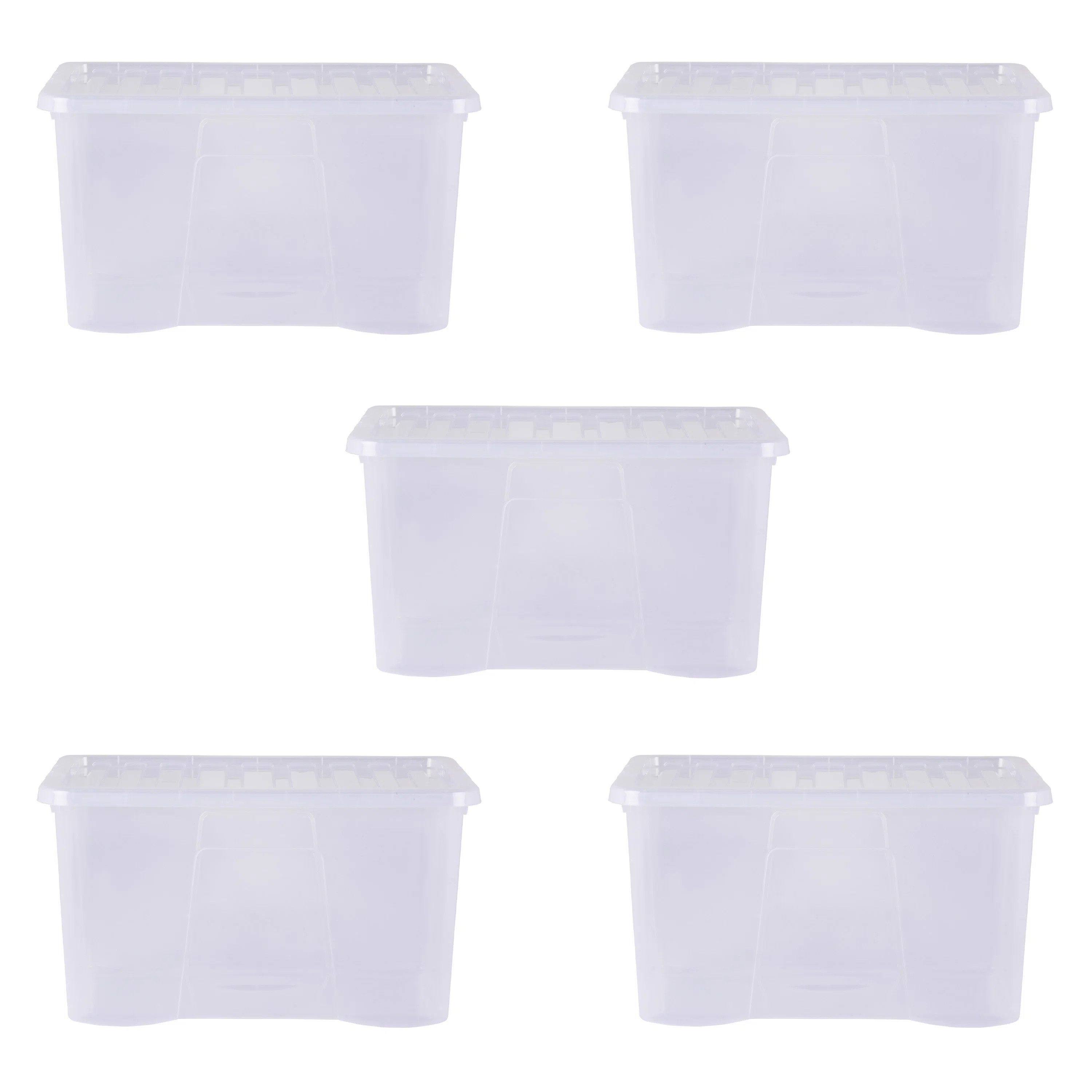 Wham Crystal 60L Plastic Storage Box Pack of 5 Clear (Set of 5) | Wayfair UK
