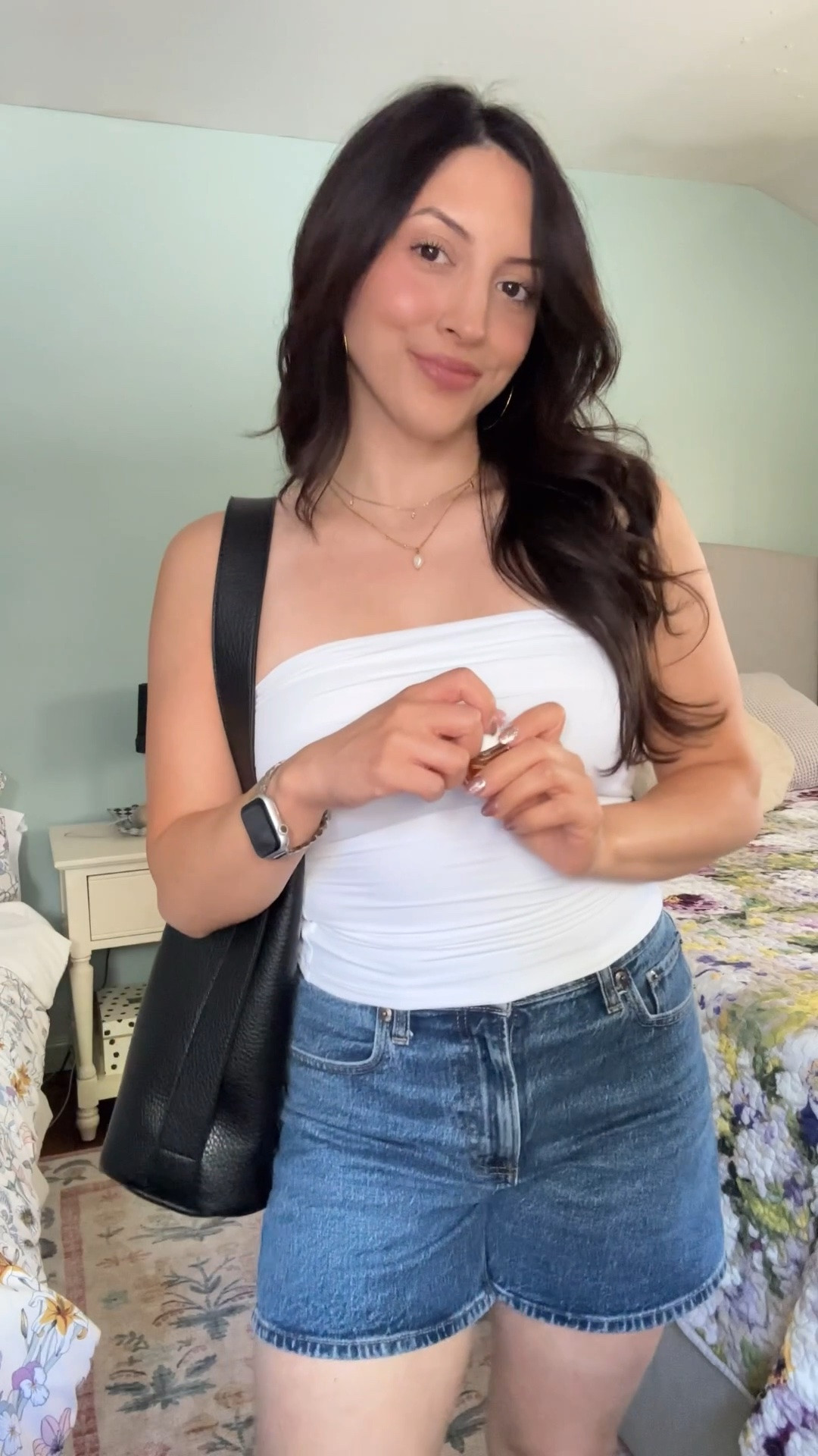 Wearing a small in the strapless top
Size 26 in denim dad shorts

#LTKgrwm #LTKootd #LTKPetite