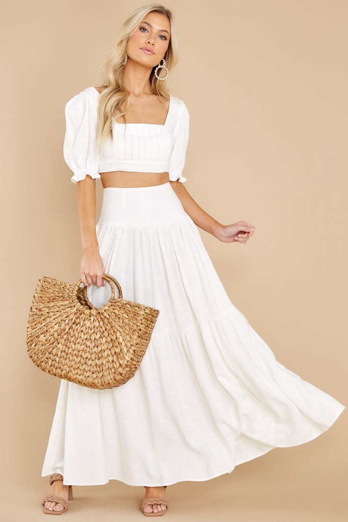 Celestine White Puff Sleeve Crop Top | Red Dress 