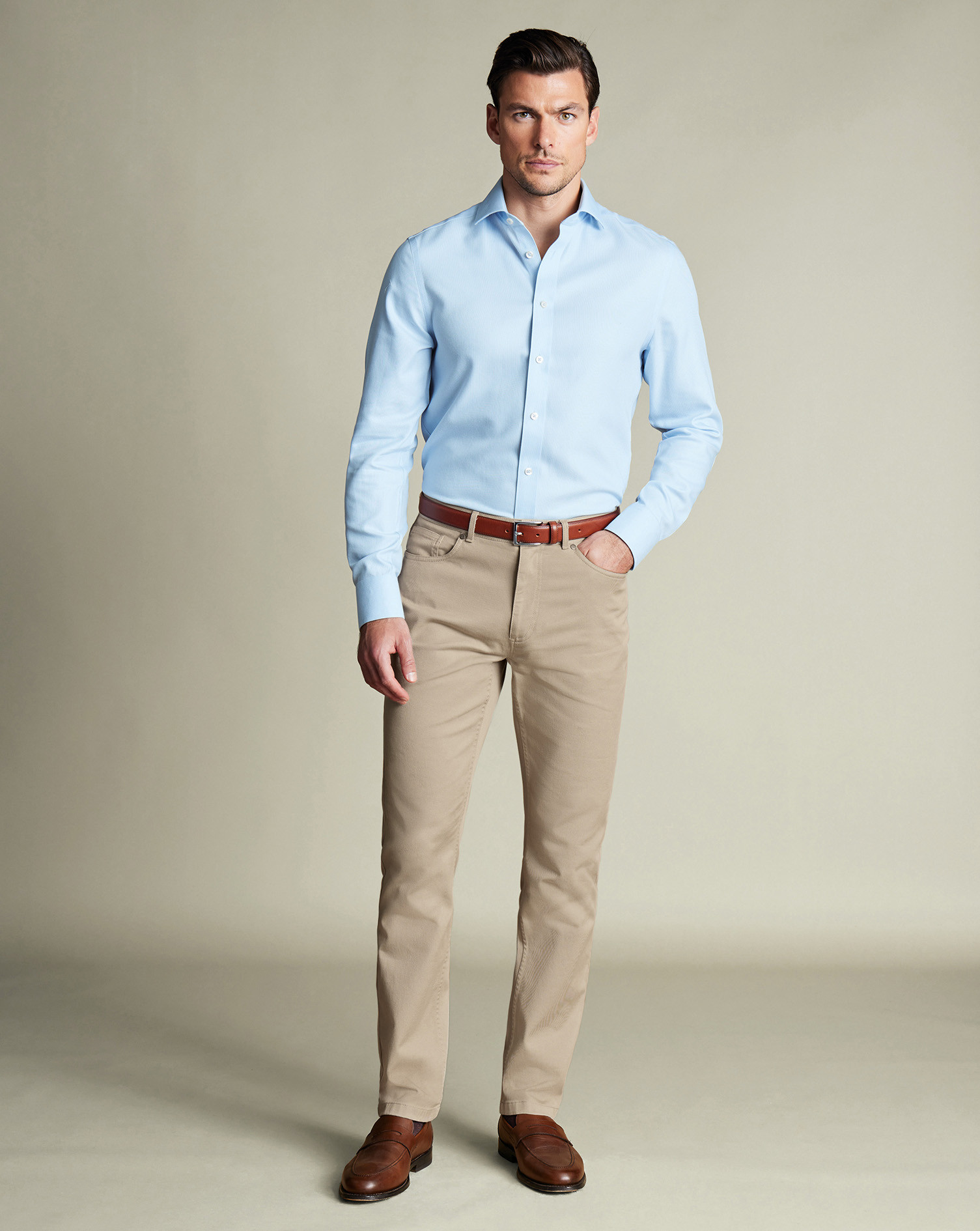 5 Pocket Jeans - Stone | Charles Tyrwhitt