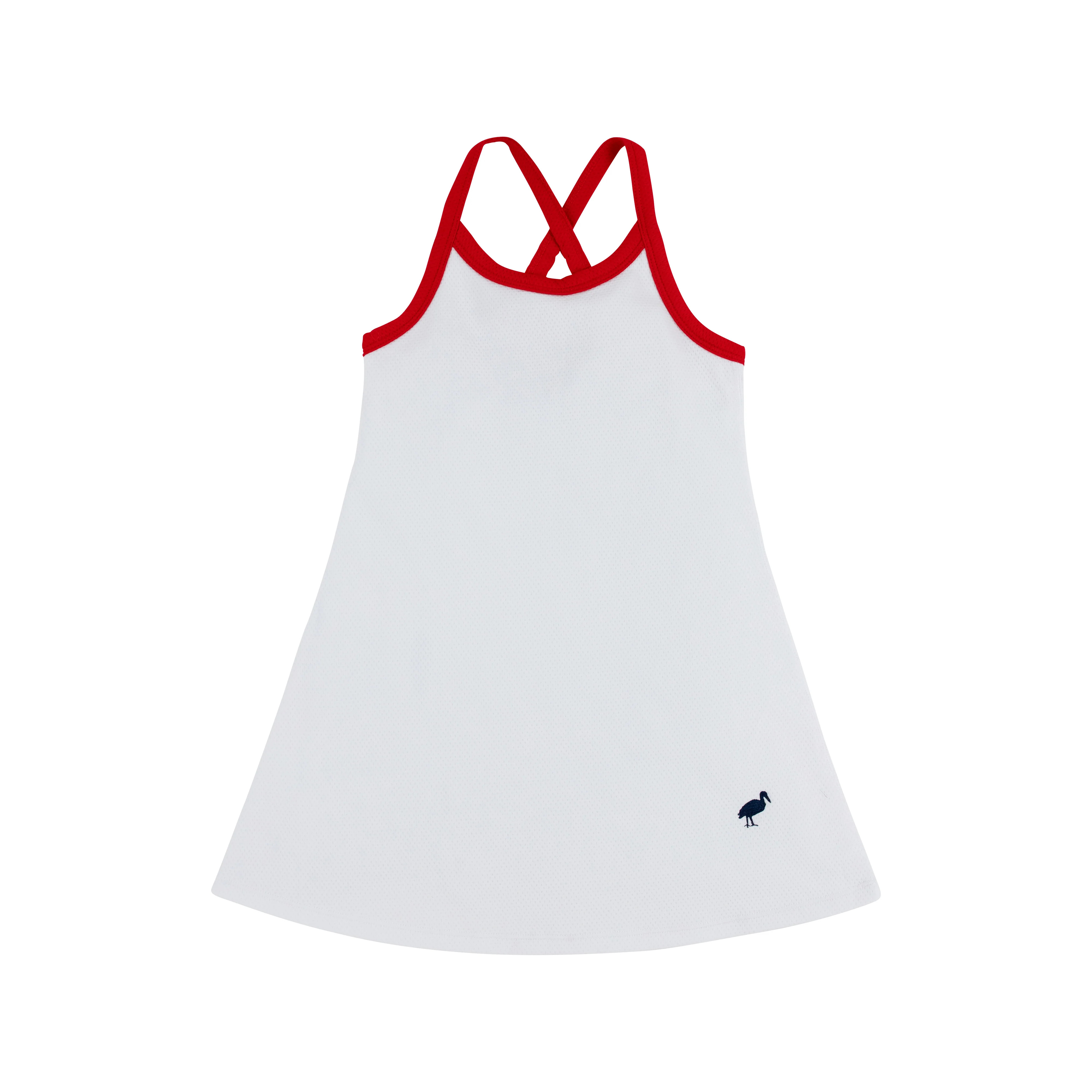 Prepletic™ Little Miss Tennis Dress - Worth Avenue White with Richmond Red and Nantucket Navy S... | The Beaufort Bonnet Company
