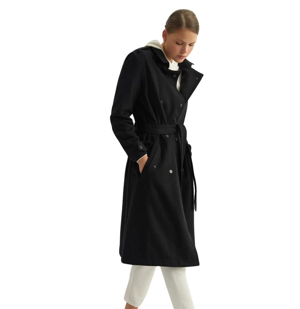 Labeca London Us Women's Black Wool Trench Coat - M / Black - Black | Macy's