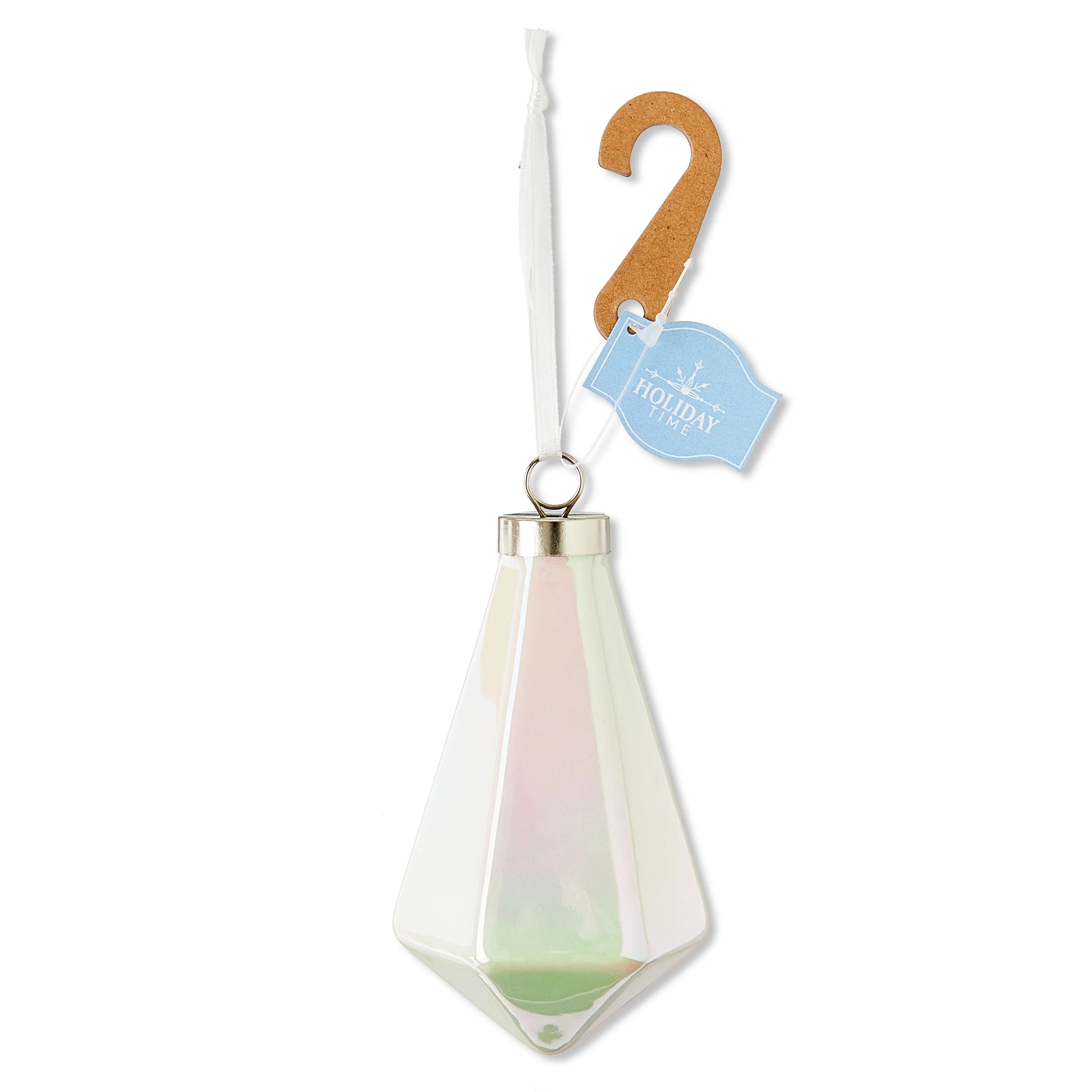 Iridescent White Ceramic Geo Christmas Ornament, 4.5", by Holiday Time | Walmart (US)