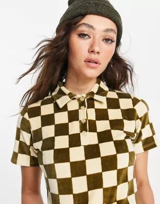 Topshop checkerboard towelling polo tee in multi | ASOS (Global)