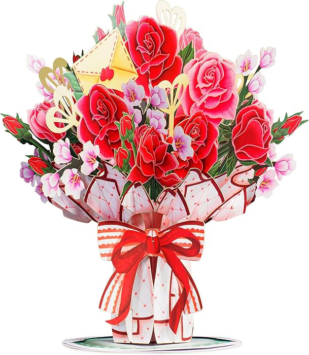 Paper Love 3D Pop Up Valentines Day Card, with Lovely Bouquet Forever Flowers Keepsake, Gift for ... | Amazon (US)