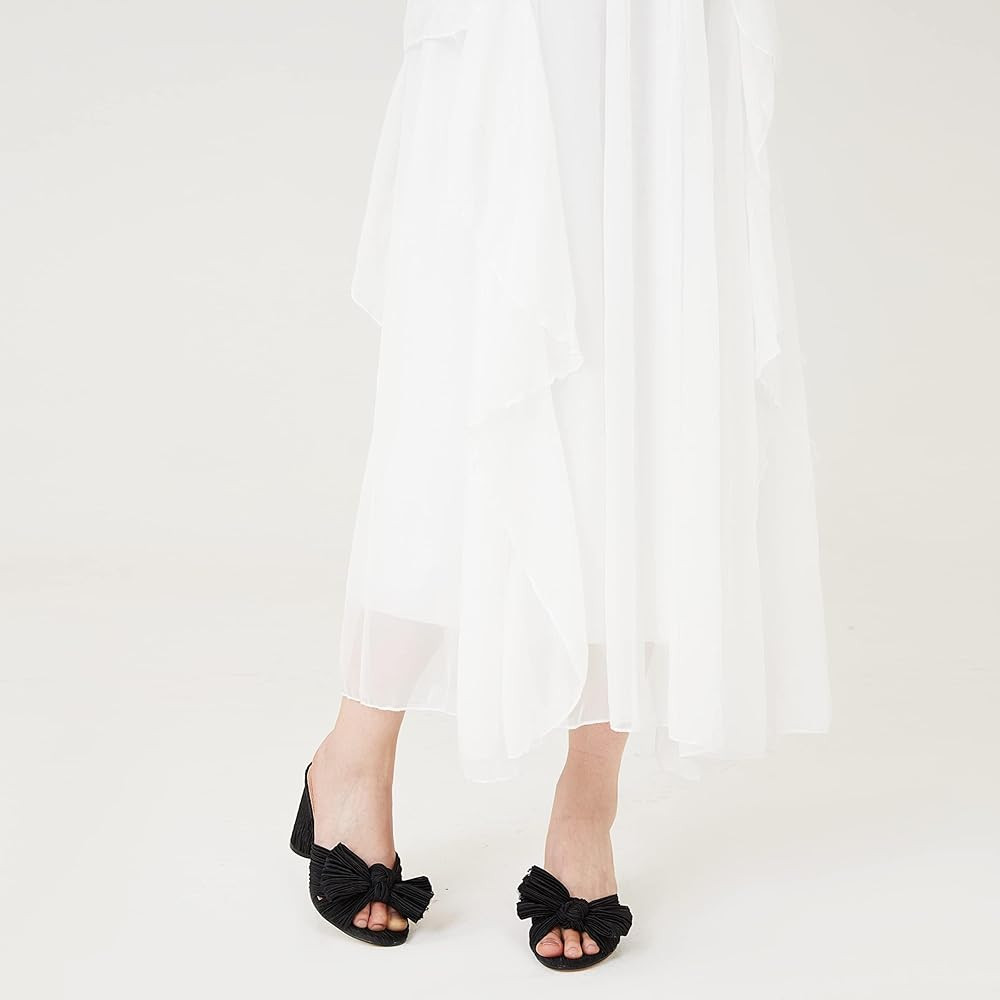 VIMISAOI Womens High Block Chunky Heel Sandals Fashion Open Toe Ankle Buckle Strap Pleated Bow He... | Amazon (US)