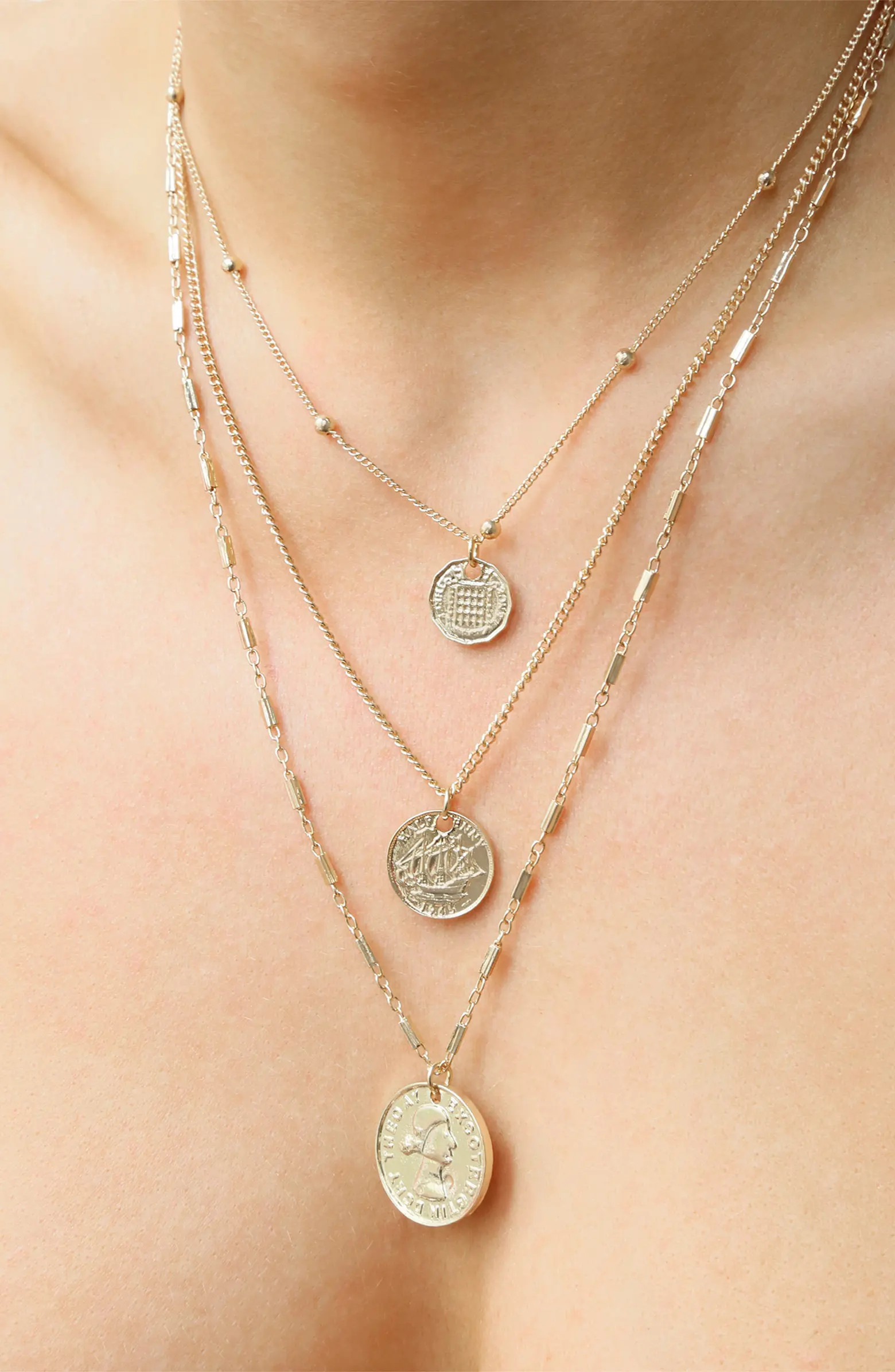Set of 3 Coin Pendant Necklaces | Nordstrom