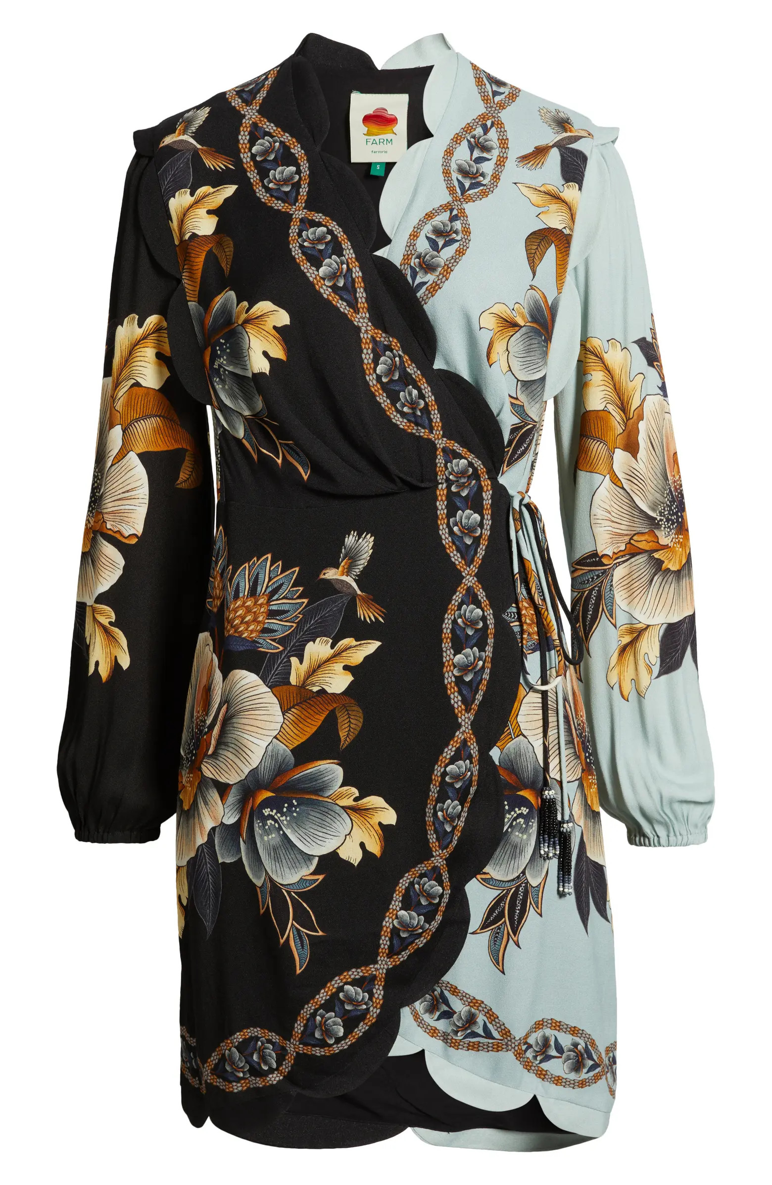 FARM Rio Snake Garden Mix Print Long Sleeve Wrap Dress | Nordstrom | Nordstrom