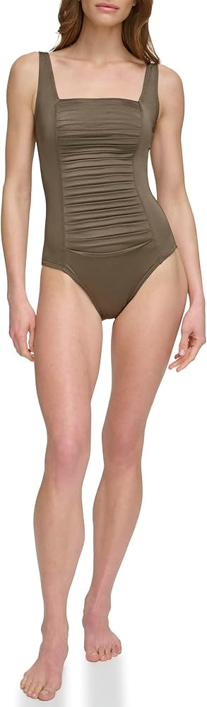 Calvin Klein Pleated-Front One Piece Swimsuit | Amazon (US)